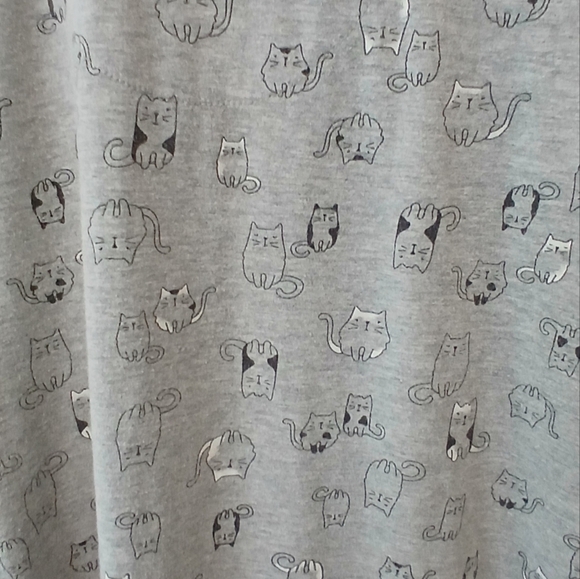Dearfoams Cat Print Gray Button-Up Nightshirt Women's Medium Cozy Loungewear - Picture 3 of 5